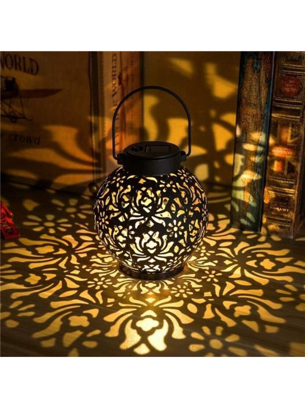 outdoor solar hanging lantern lights metal led decorative garden patio yard deco